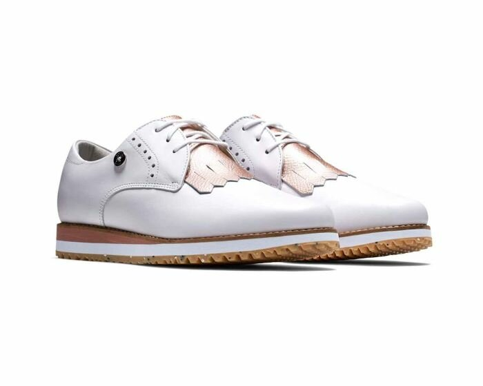 [92393-2] Footjoy Women's Golf Shoes | Sport Retro | White/Tan/Yellow 65 (UK5)