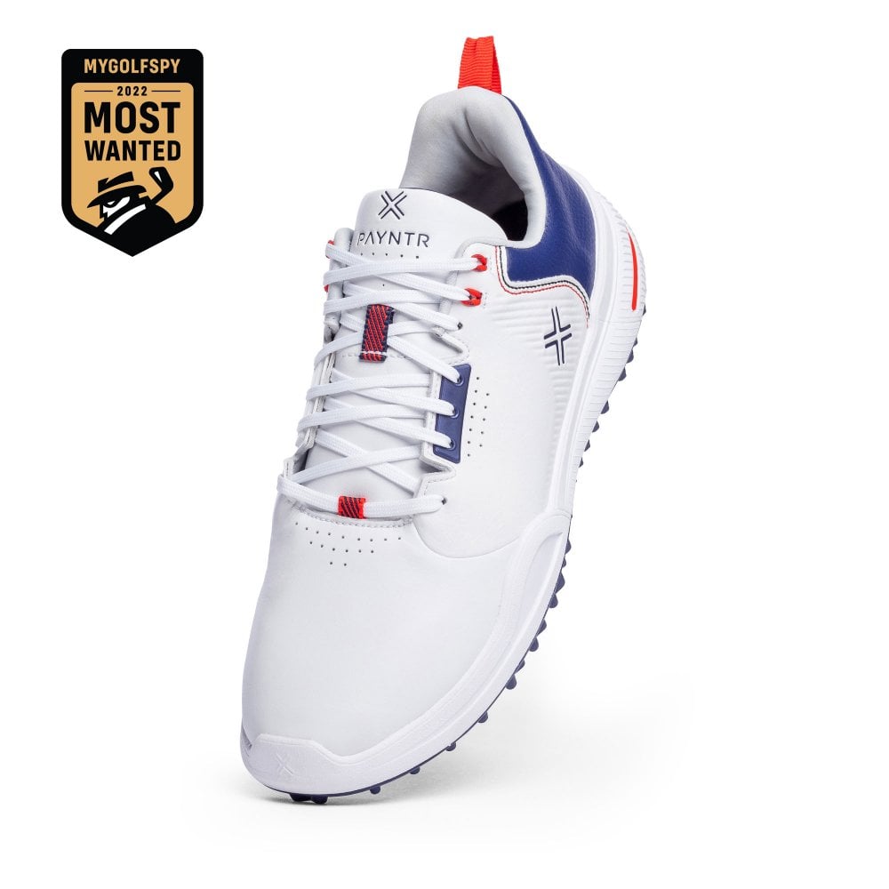 [X003F-1] Payntr Mens Golf Shoes | X003 | White-Red-Navy (UK9)