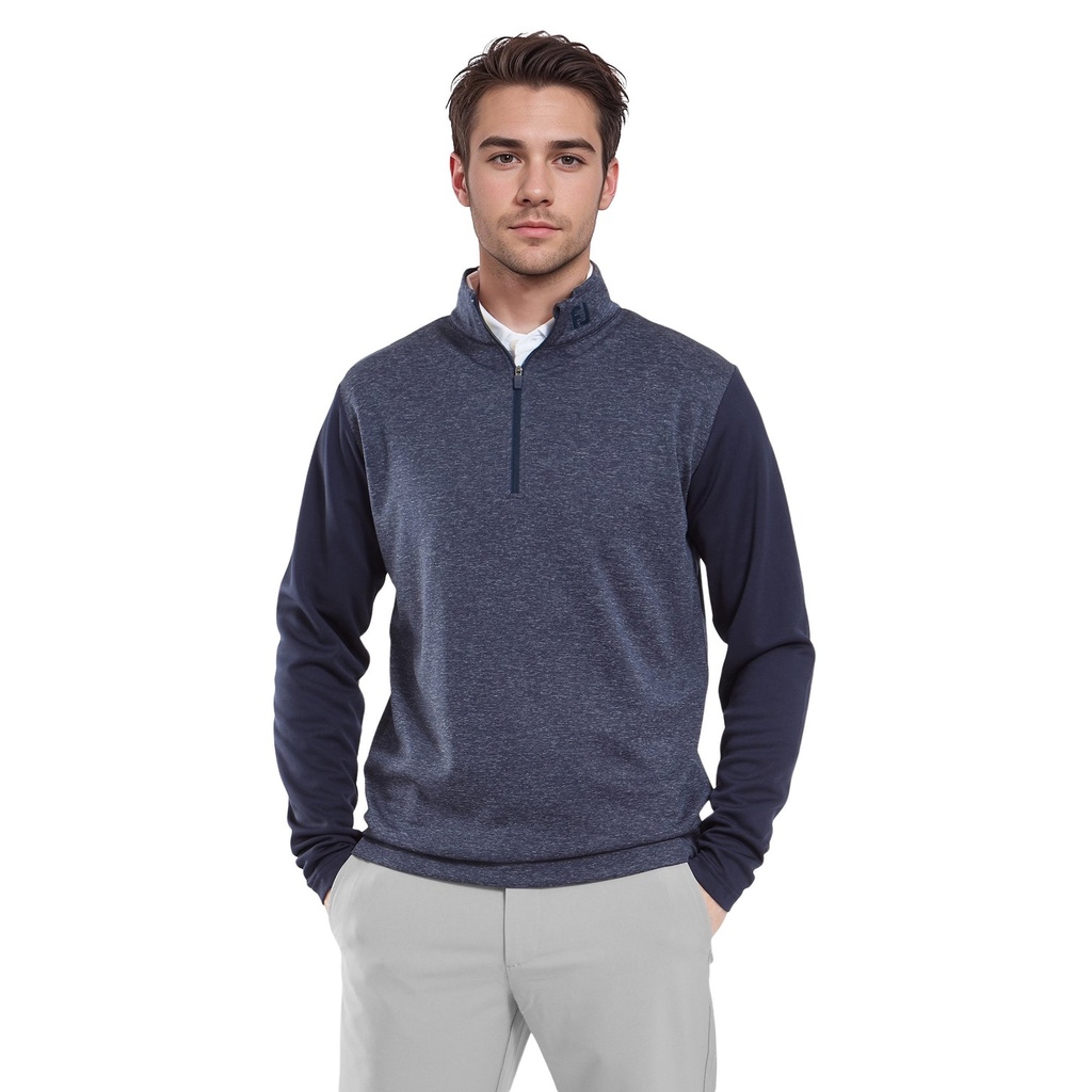 [34138] Footjoy Mens Golf Pull Over | EU Tonal Heather Chillout | Navy (S)