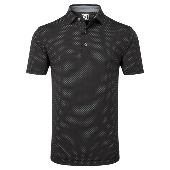 Footjoy Men`s Golf Shirt | EU S. Lisle Dot Printed | Black/Grey
