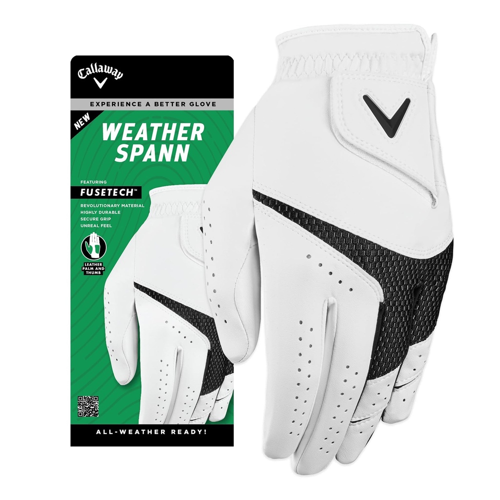 [5323458] Callaway Men's Golf Glove | Weather Spann 25 (White, M)