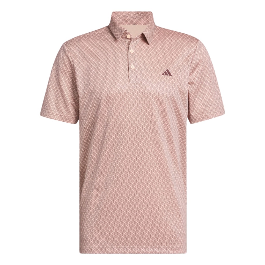 [JF8849] Adidas Mens Golf Shirt | Polo Core Print | Ruby-White (M)