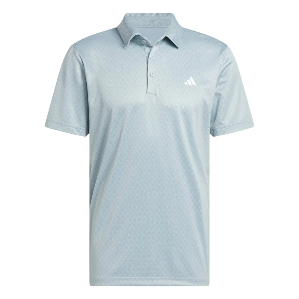 [JF8851-1] Adidas Mens Golf Shirt | Polo Core Print | Sage-White (L)
