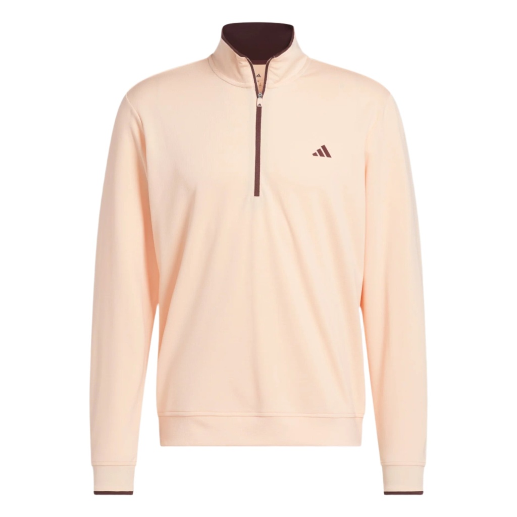 [JJ1711] Adidas Mens Golf Sweatshirt | Performance Core | Quarter Zip | Peach-Black (M)