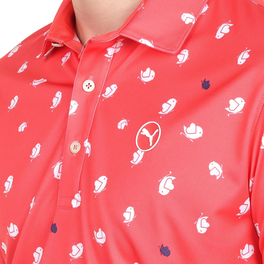 Puma Men's Golf Shirt | Pure 2.0 Polo Birdies Polo | Peach Frost-White Glow