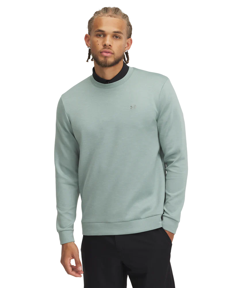 [1387122-348M] Under Armour Mens Golf Jersey | Midlayer Crew | Sage (M)