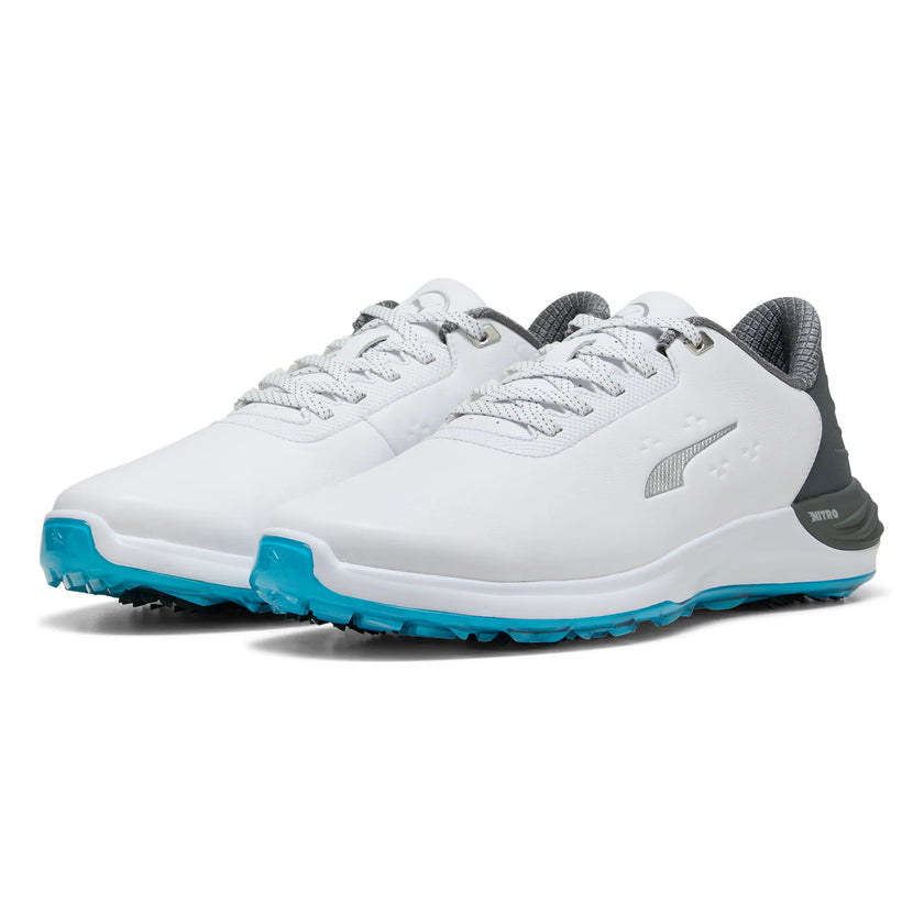 [309710077] Puma Men's Golf Shoes | Phantomcat Nitro | White-Slate/Sky Blue (UK7)