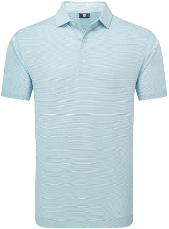 [34134S] Footjoy Men`s Golf Shirt | EU Micro Stripe Lisle | Light Blue/White (S)