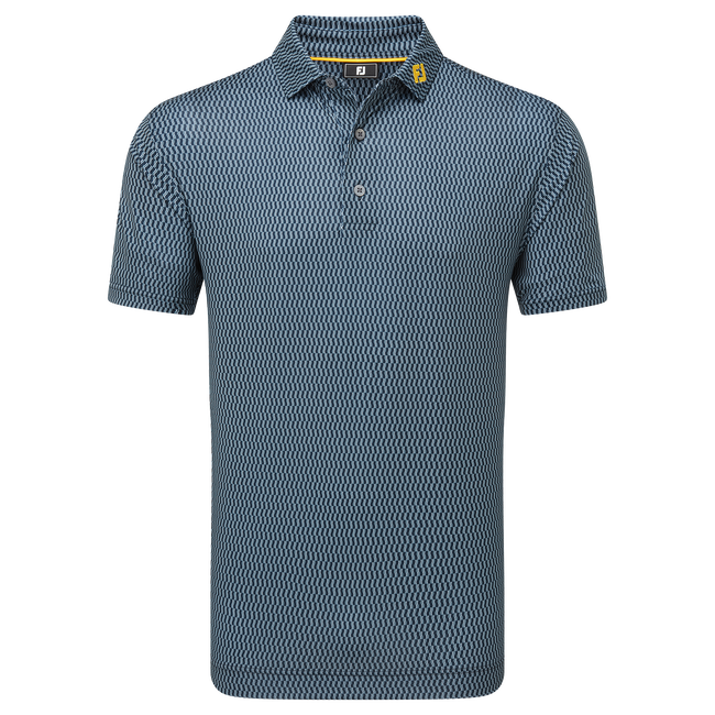 [34000S] FootJoy Men's Golf Shirt | Wiggle Print Isle | Navy White Grey (S)