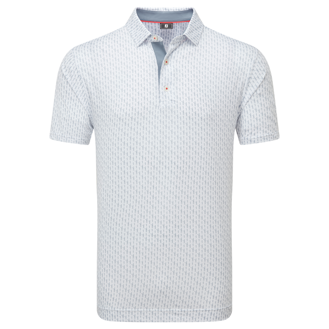 [34054S] FootJoy Men's Golf Shirt | Figure Print Lisle | White Flint (S)