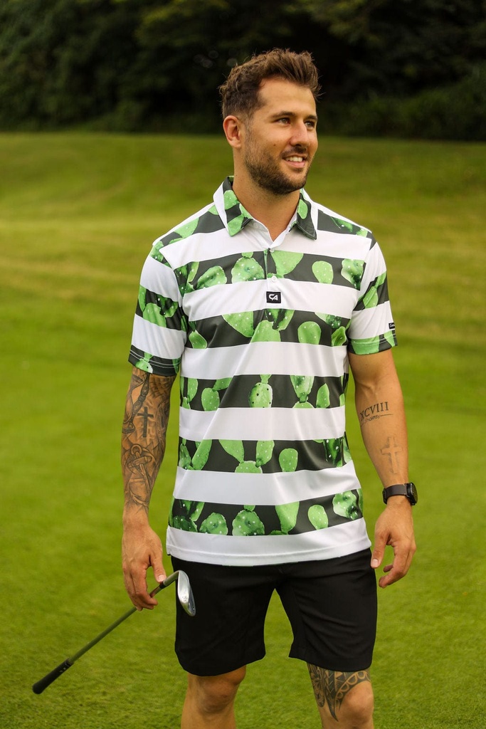 [SKUIQ144] Custom Apparel Men's Funky Golf Shirt | Cactus Stripes (M)