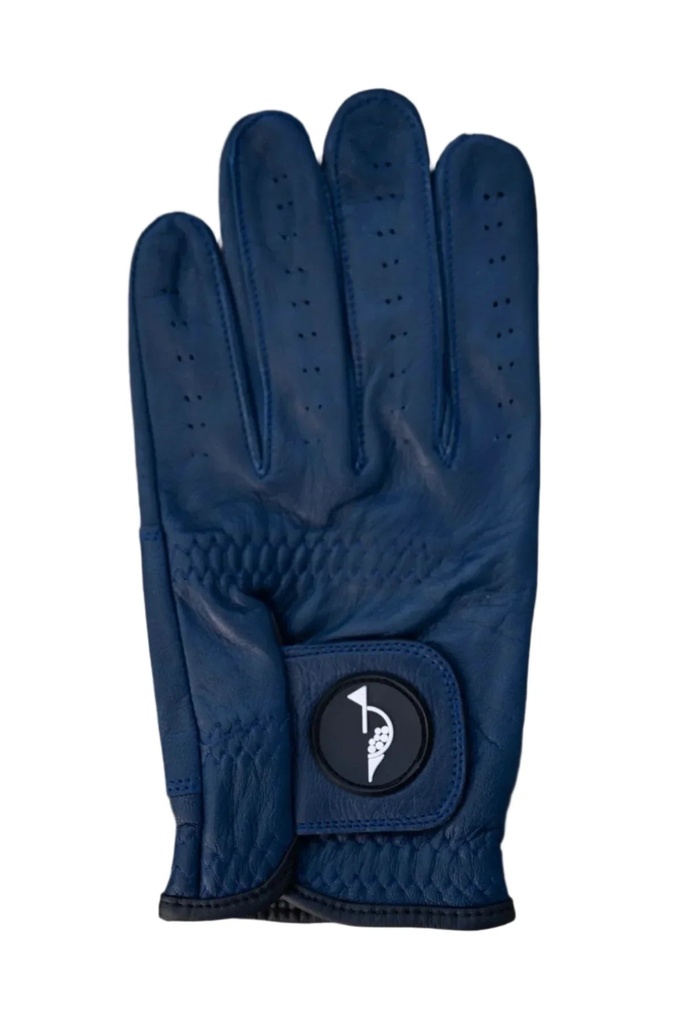 [SKUIQ132] Men's Hooked Golf Gloved | Cabretta Leather (Royal Navy, S)