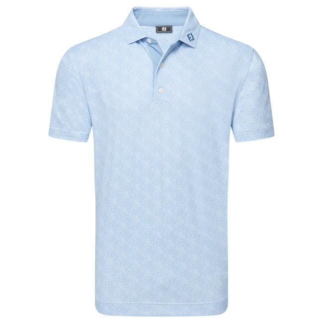[34022S] Footjoy Mens Golf Shirt | EU Speckle Print Pique | Blue Jay-White (S)
