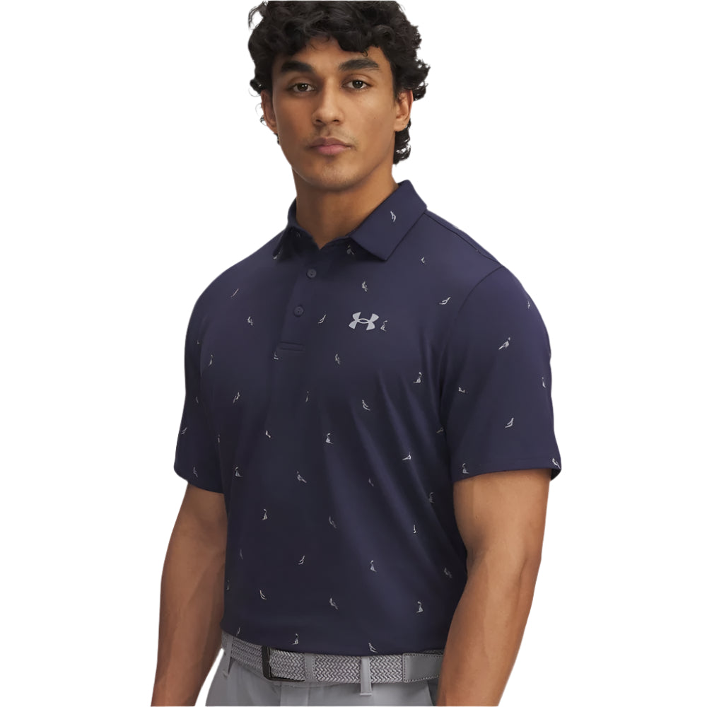 [1378677-423M] Under Armour Men's Golf Shirts | 3.0 Printed Polo | Navy/Birds (M)