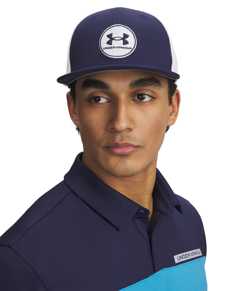 Under Armour Mens Cap | Chill Drive Low Stretch Fit plain | White-Navy-Grey