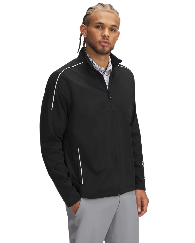 Under Armour Mens Golf Jacket | Drive Wind Full Zip | Black-White