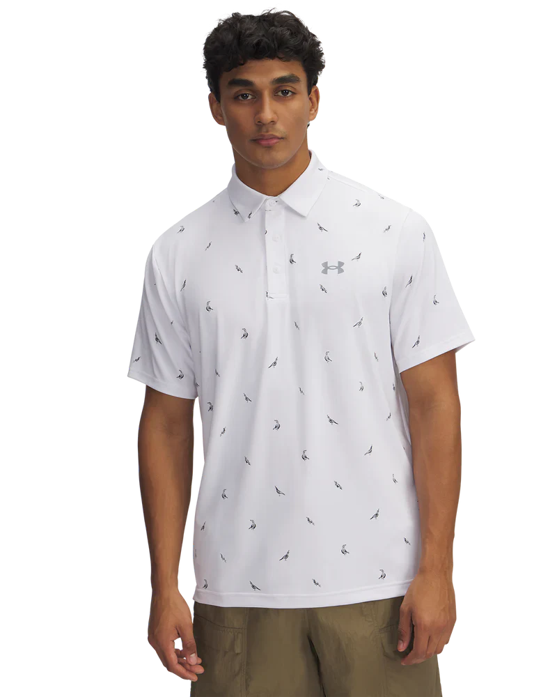 Under Armour Men's Golf Shirts | 3.0 Printed Polo | White/Birds
