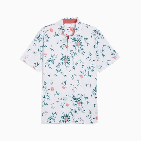 [63226101] Puma Men's Golf Shirt | Mattr Water Floral Polo | White Glow