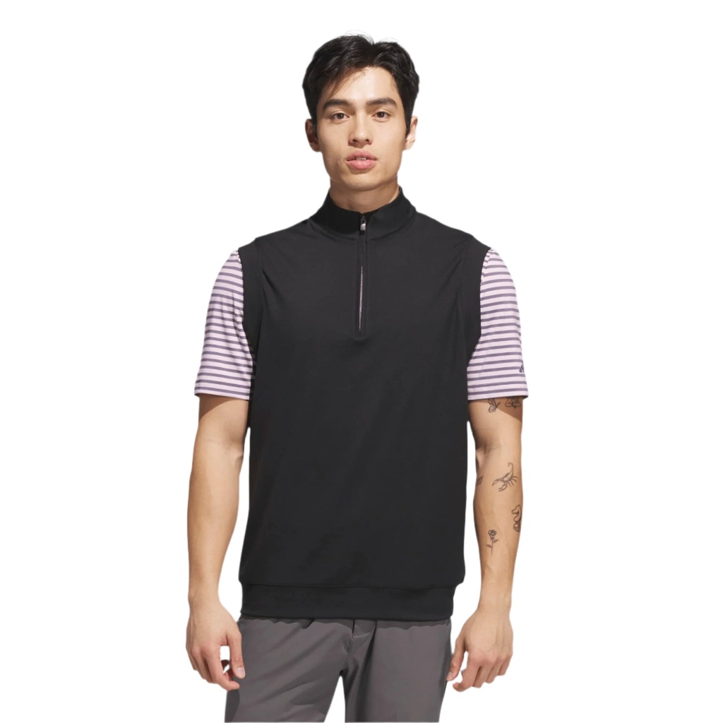 [JL5696] Adidas Men's Golf Jacket | Sleeveless 1/4 Zip | Black (L)