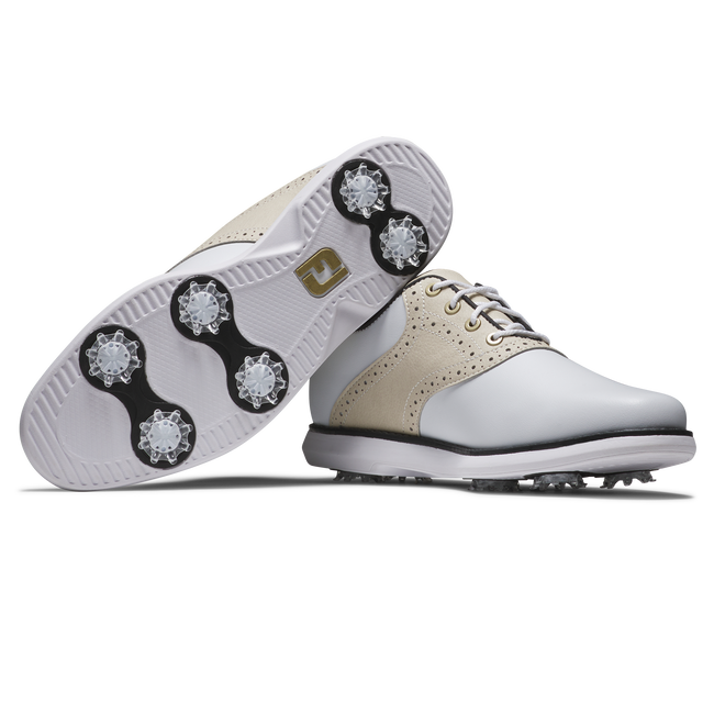 Footjoy Women's Golf Shoes | Traditions | White/Tan/Black 77