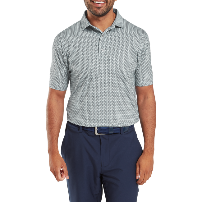 [34006S] Footjoy Mens Golf Shirt | EU Houndstooth | Grey (S)