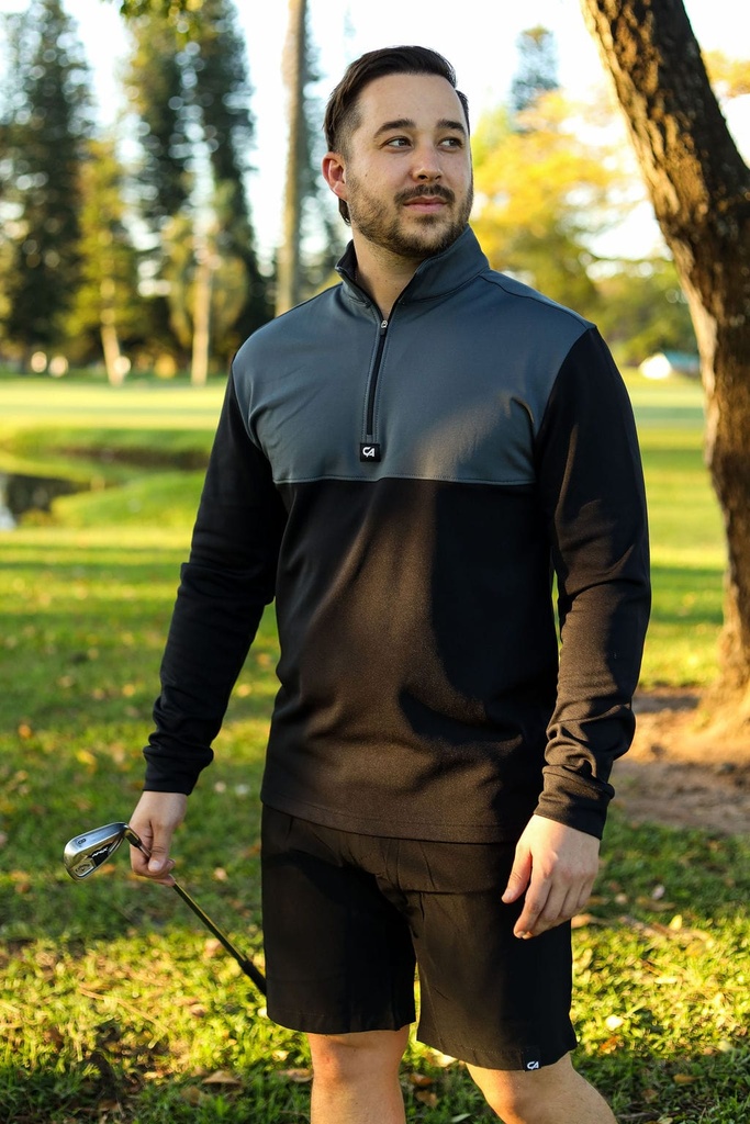[SKUIQ44] Custom Apparel Men`s Golf Jersey | Thermal | Grey/Navy (S)