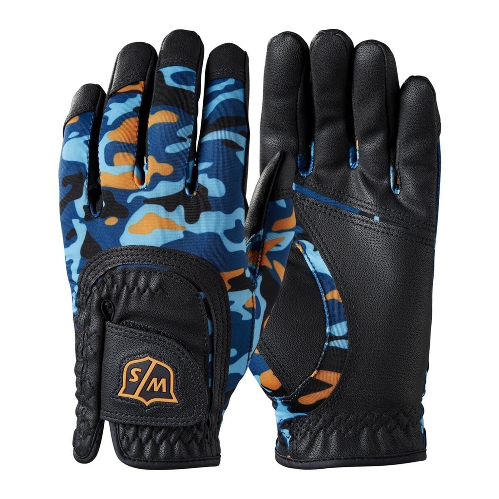 [GG013] Wilson Junior Golf Glove | One Size Fit All | Black/Blue/Orange Camo