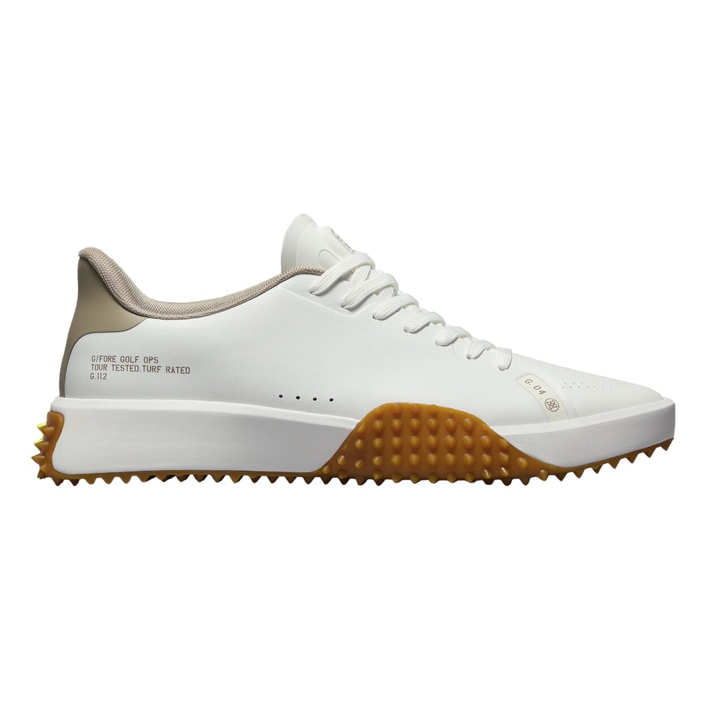 [6001434G-12] G-Fore Mens Golf Shoe | G112 Leather | White-Beige-Nylon Yellow (UK8)