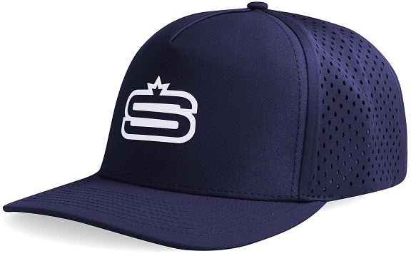 [CAP730S-C0048-1SZ] Alpha - 5 Panel Performance Cap with "S" Print & Laser Hole Detail 2f