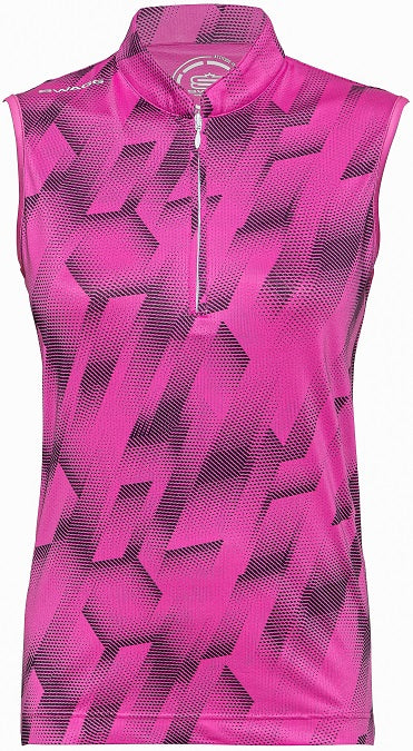Swagg Womens Geo Sleeveless Dry Tech Golfer Polo Shirt
