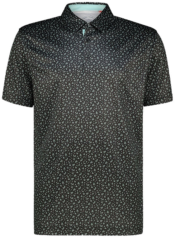 Mens Ditsy Floral Dry Tech Performance Golfer Polo Shirt