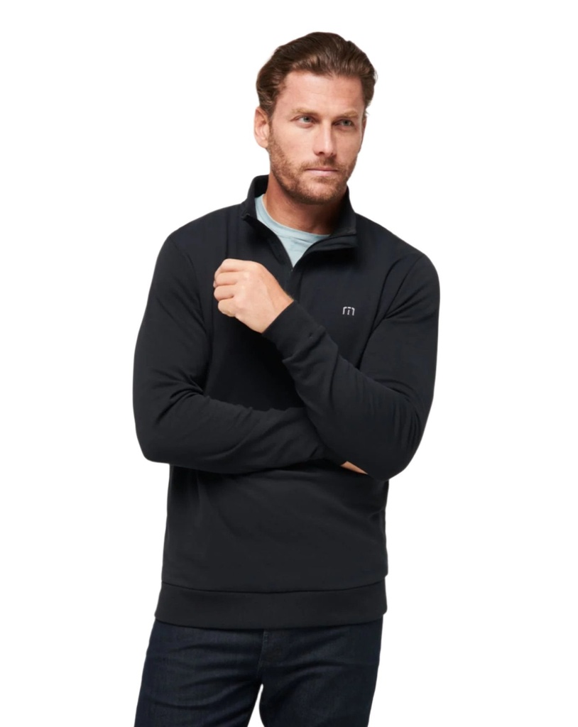 [2601505GS] Travis Mathew Golf Jersey | Cloud Q Zip 2.0 (Black, S)