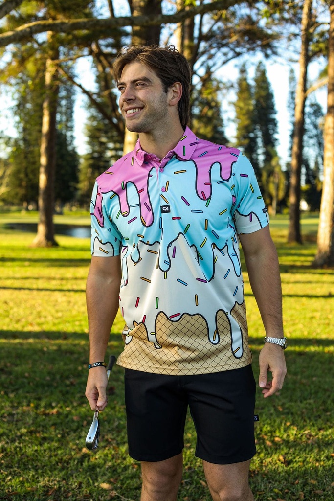 Custom Apparel Men's Funky Golf Shirt | Ice Cream Sundays