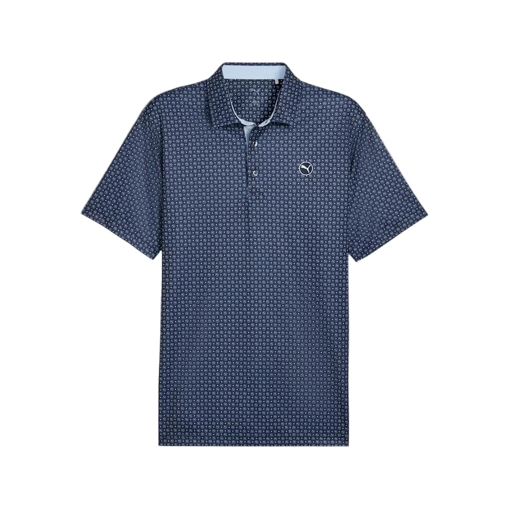 Puma Mens Golf Shirt | Pure 2.0 Polo | Circle Cat | Deep Navy-White Glow