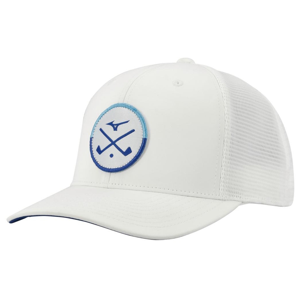 [6000058-08-02] Mizuno Men's Golf Cap | Crossed Clubs Mesh White