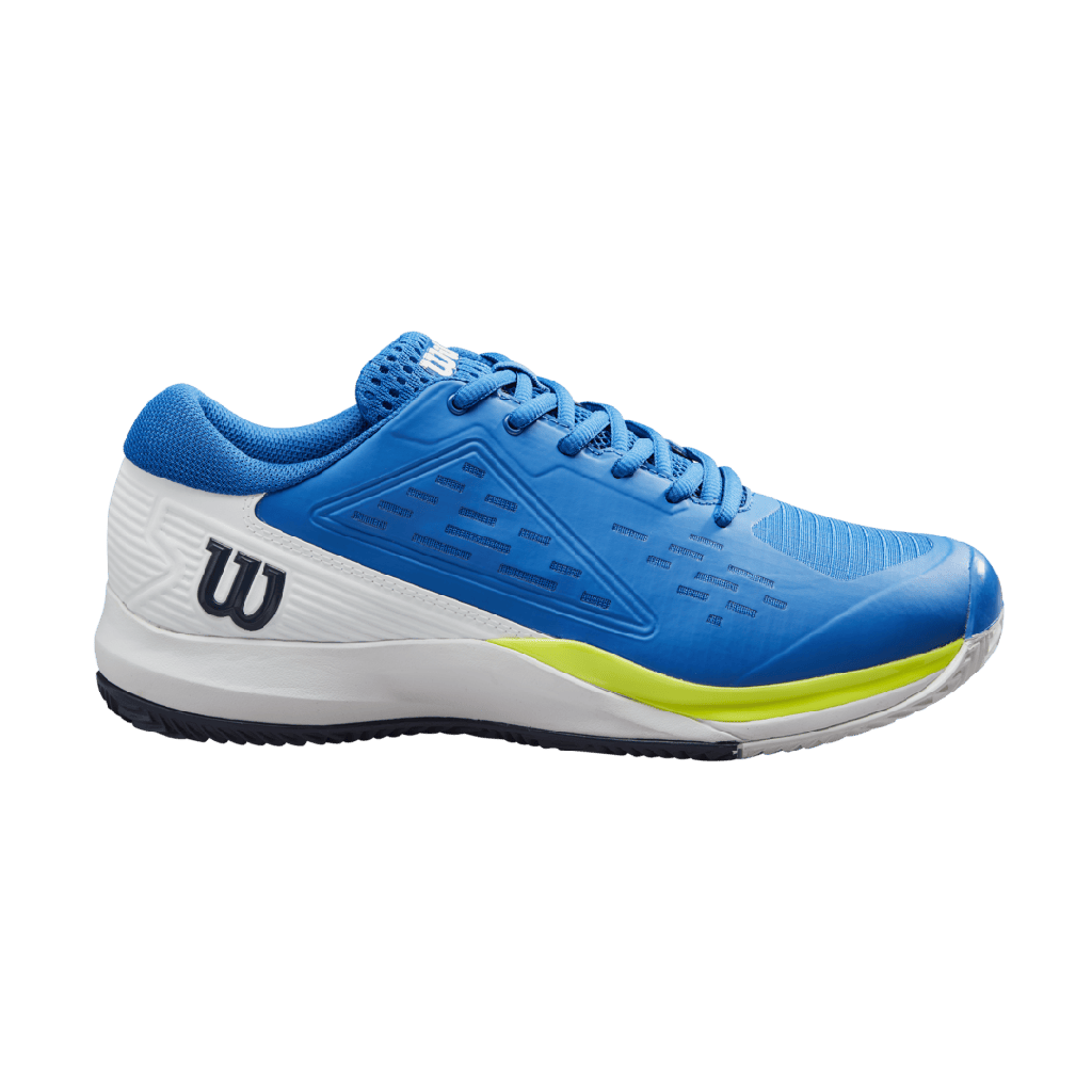 [WRS330840E080] Wilson Mens Footwear | Rush Pro Ace Clay Lapis Blue / White / Safety Yellow (UK8)