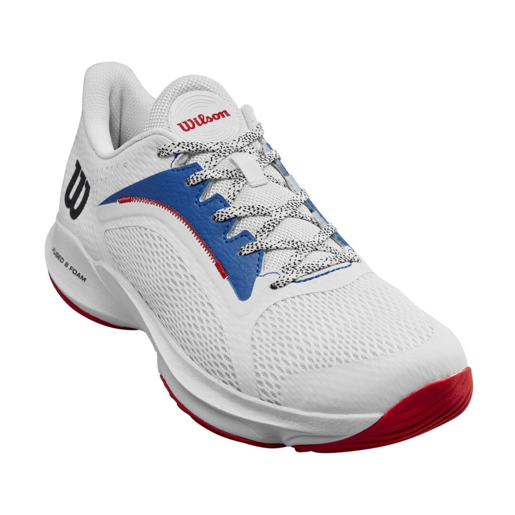 [WRS331630E070] Wilson Padel Footwear | Men's Hurakn 2.0 Wht / Deja Vu Blue / Wilson Red (UK7)