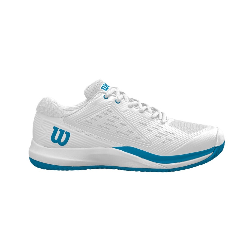 [WRS335900E070] Wilson Mens Footwear | Rush Pro Ace Oz White / White / Atomic Blue (UK7)