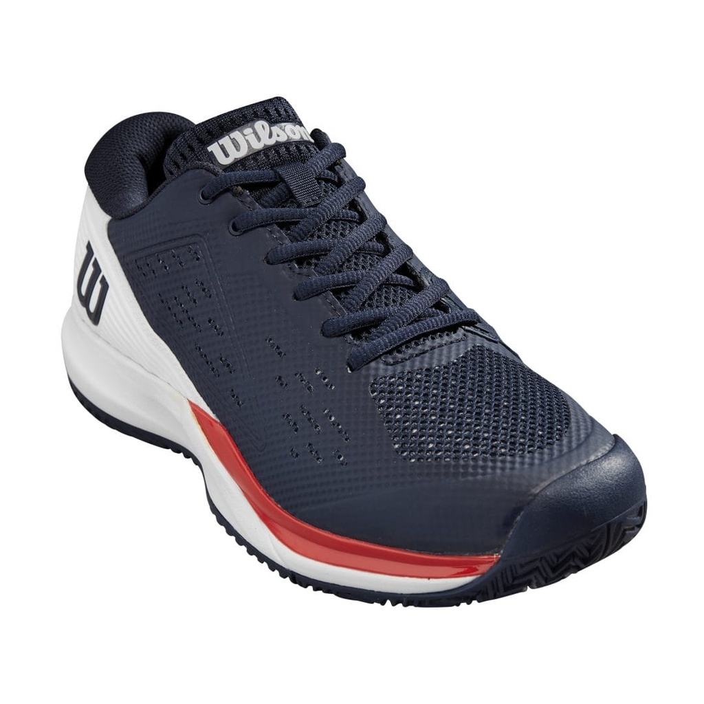 [WRS332730E070] Wilson Mens Footwear | Rush Pro Ace Navy Blazer / White / Wilson Red (UK7)