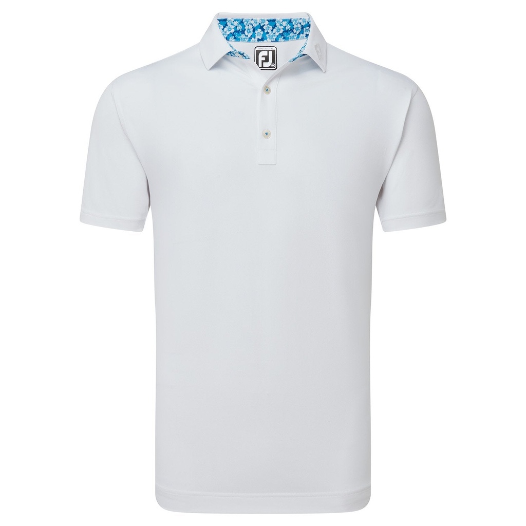 Footjoy Mens Golf Shirt | Solid Primrose | White-Blue