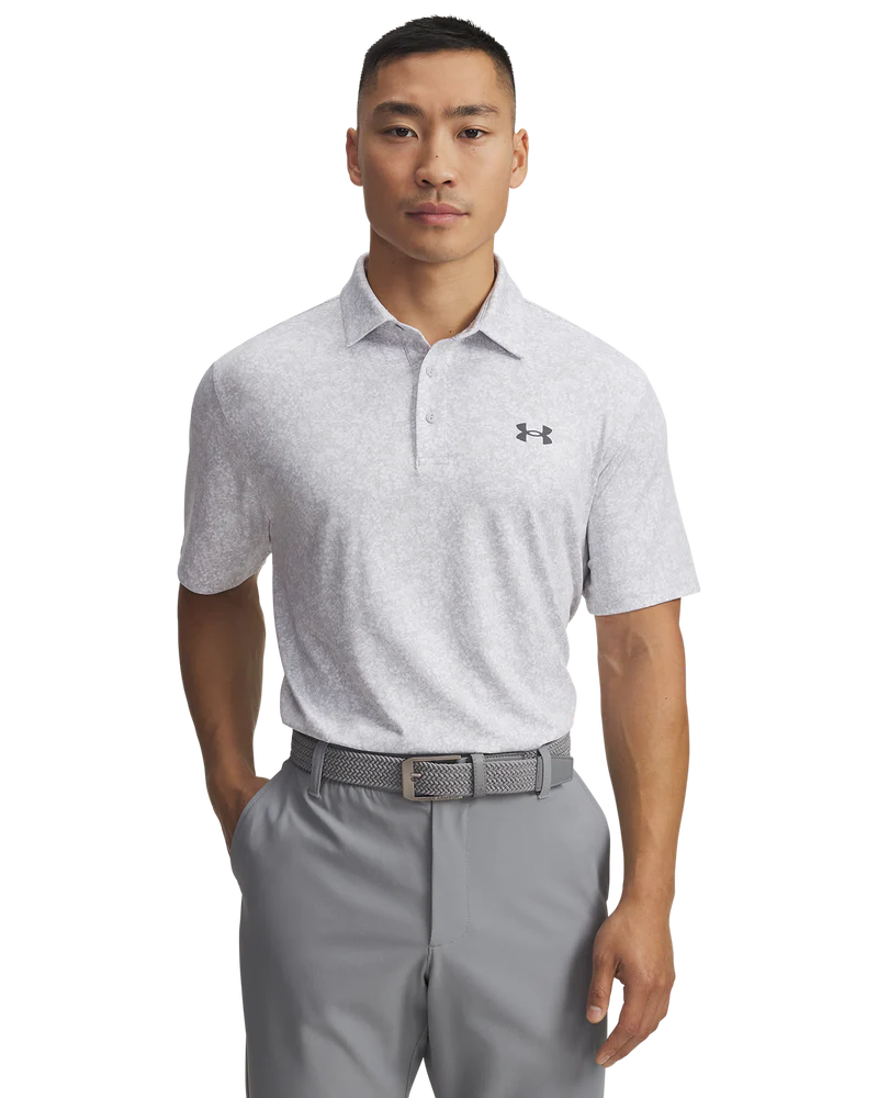 Under Armour Men's Golf Polo | Playoff 3.0 Printed Polo | Light Grey