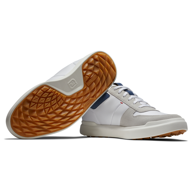 [HOS-1028] Footjoy Mens Golf Shoes | Contour Casual (White, UK13, Wide)
