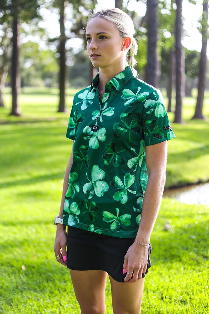 [CAWFS38] Custom Apparel Women's Golf Shirts | Funky | Lucky Clovers (S)