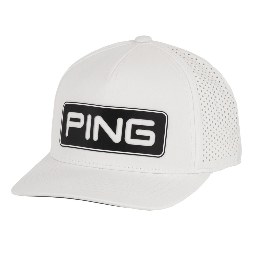 [7VHE-A-W] Ping Golf Cap | Tour Vented Delta | White/Black