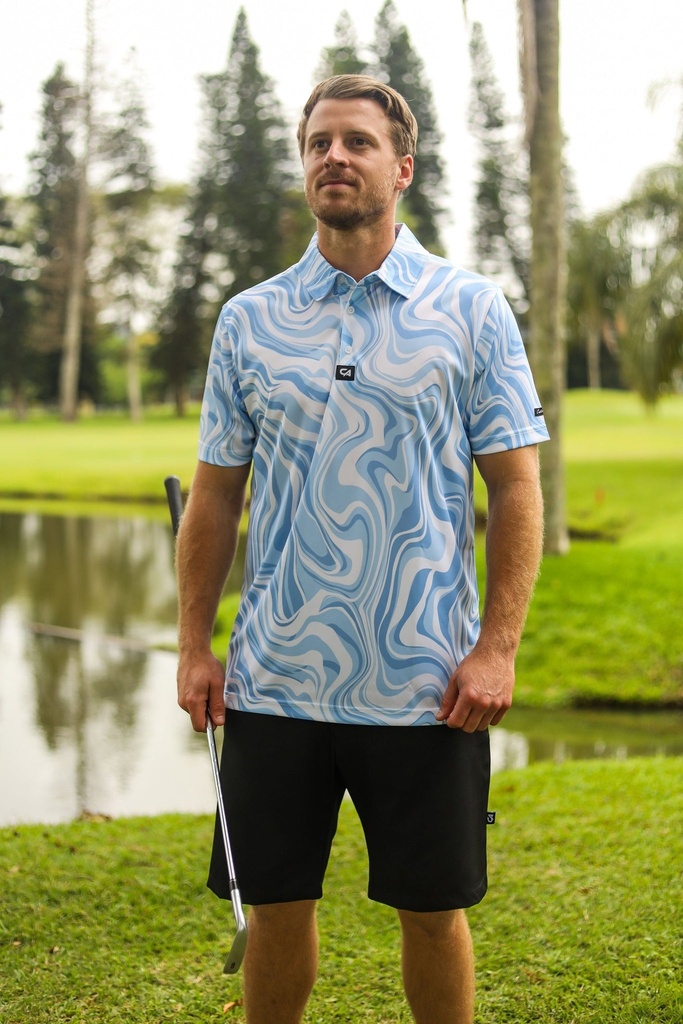 Custom Apparel Men's Funky Golf Shirt | Marble Ocean
