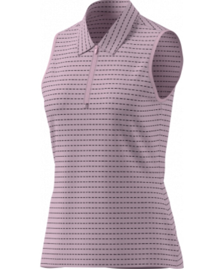 Adidas Womens Golf Shirt | Ultimate365 Striped Clear Pink Sleeveless Polo