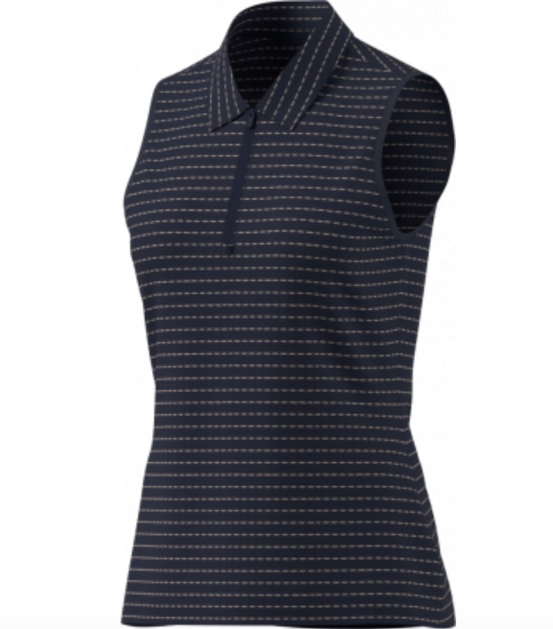 [JN8394S] Adidas Womens Golf Shirt | Ultimate365 Stripe | Collegiate Navy (S)