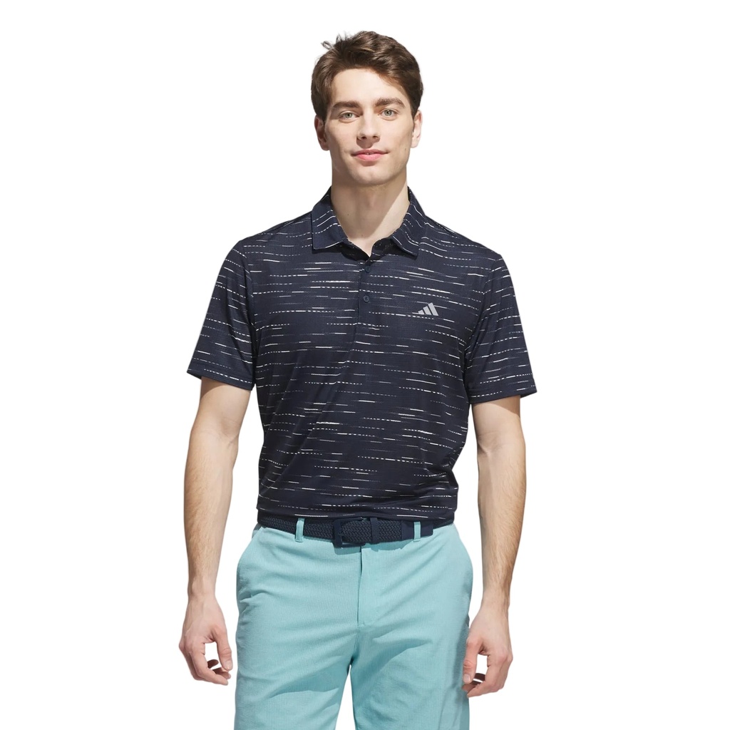 Adidas Mens Golf Shirt | Ultimate365 Textured Print Polo | Collegiate Navy-White