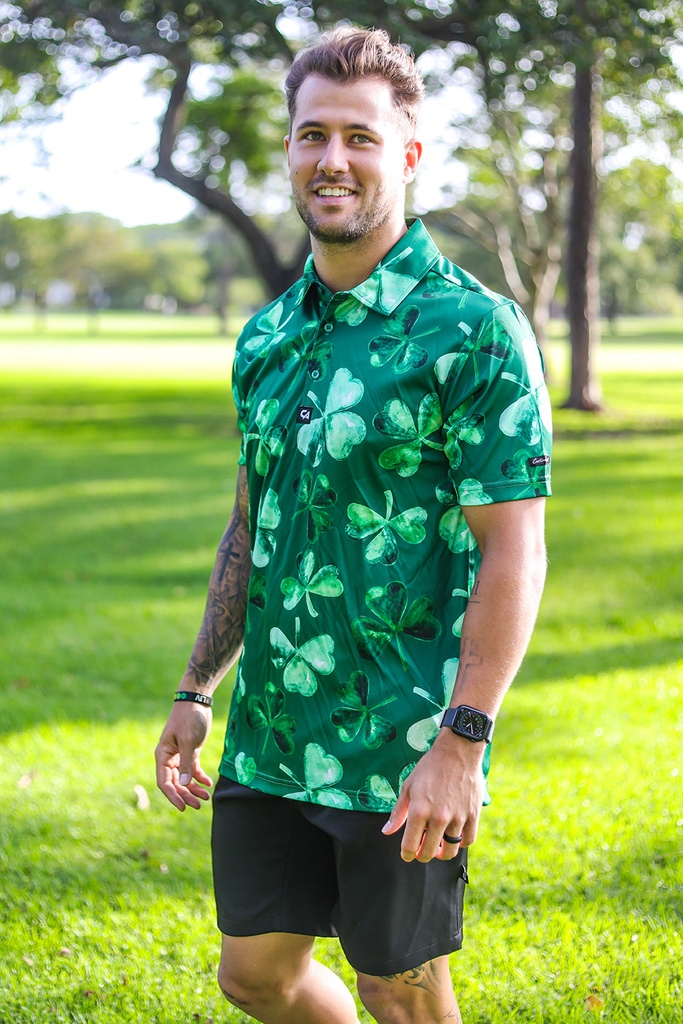 [CAMFS017] Custom Apparel Men's Funky Golf Shirt | Lucky Clovers (S)