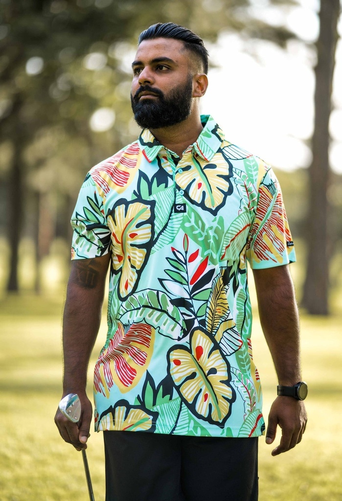 [CAMFS055] Custom Apparel Men's Funky Golf Shirt | Leafy Green (S)
